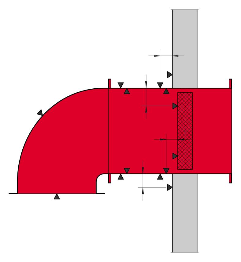 Testmetoder Test criteria Arrangement of the temperature-measuring-sensors DIN 4102, part 6 T2 T2 T2 T1 Ts T2 T4 T4 T3 s s T3 T3 T1 T3 Ts External evaluation T1 + Ts T2 max.