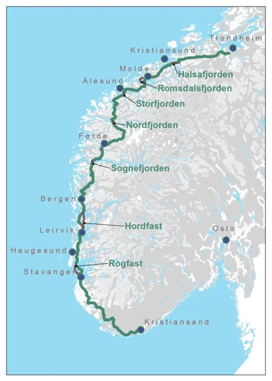 2.2 Ferjefri E39 2.2.1 Bakgrunn Ferjefri E39 er den viktigaste einskildsaka for Vestlandsrådet.