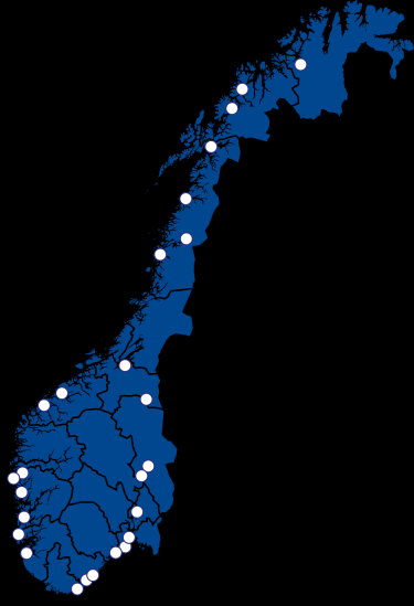 TELEMARK TROMSØ TRONDHEIM TØNSBERG ÅLESUND EMPLOYEES COUNTRIES 152.