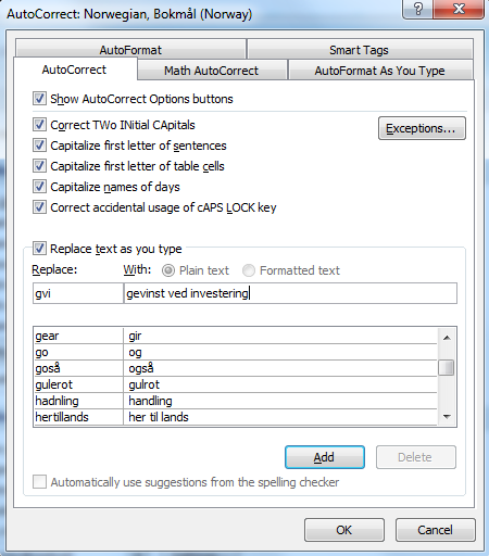 Figur 46: Autokorrektur alternativer.