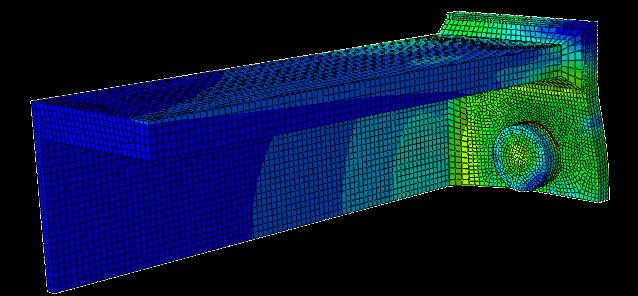 H-S355 Den numeriske analysen ble som for H-W700 kjørt til noe lengre forskyvning enn det som var tilfelle i laboratoriet. Nodene i den frie enden foreskrevet en forskyvning på 10,0 mm. Figur 7.