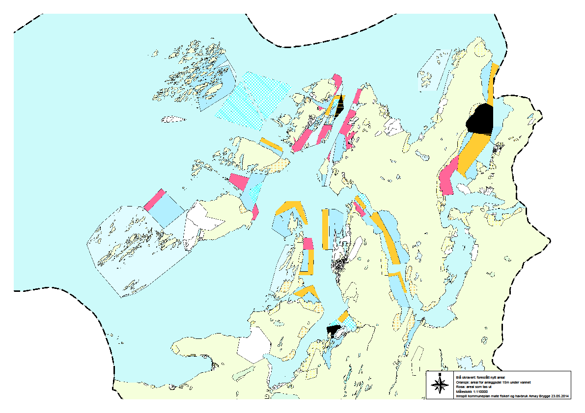 S3g Dagens formål: Vannareal for allmenn flerbruk Foreslått formål: Akvakultur (offshore) Arealstørrelse: 20 km 2 Forslagsstiller: Referat møte fiskeri/havbruk Beskrivelse Sjø mellom Fleinvær og