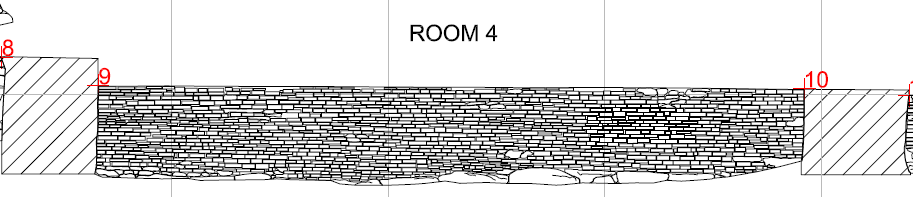 Tilstandsvurdering Lyse 2012 Østfløyen Innerliv (fig. 116): Innerlivet er i sin helhet murt som blankmur med småsteinsteknikk over fundamentet. Figur 116.