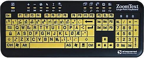 ZoomText tastatur Gult / sorte bokstaver - Hms art nr: 156126 Sort / hvite bokstaver - Hms art nr: Det perfekte tastaturet for deg som bruker ZoomText.