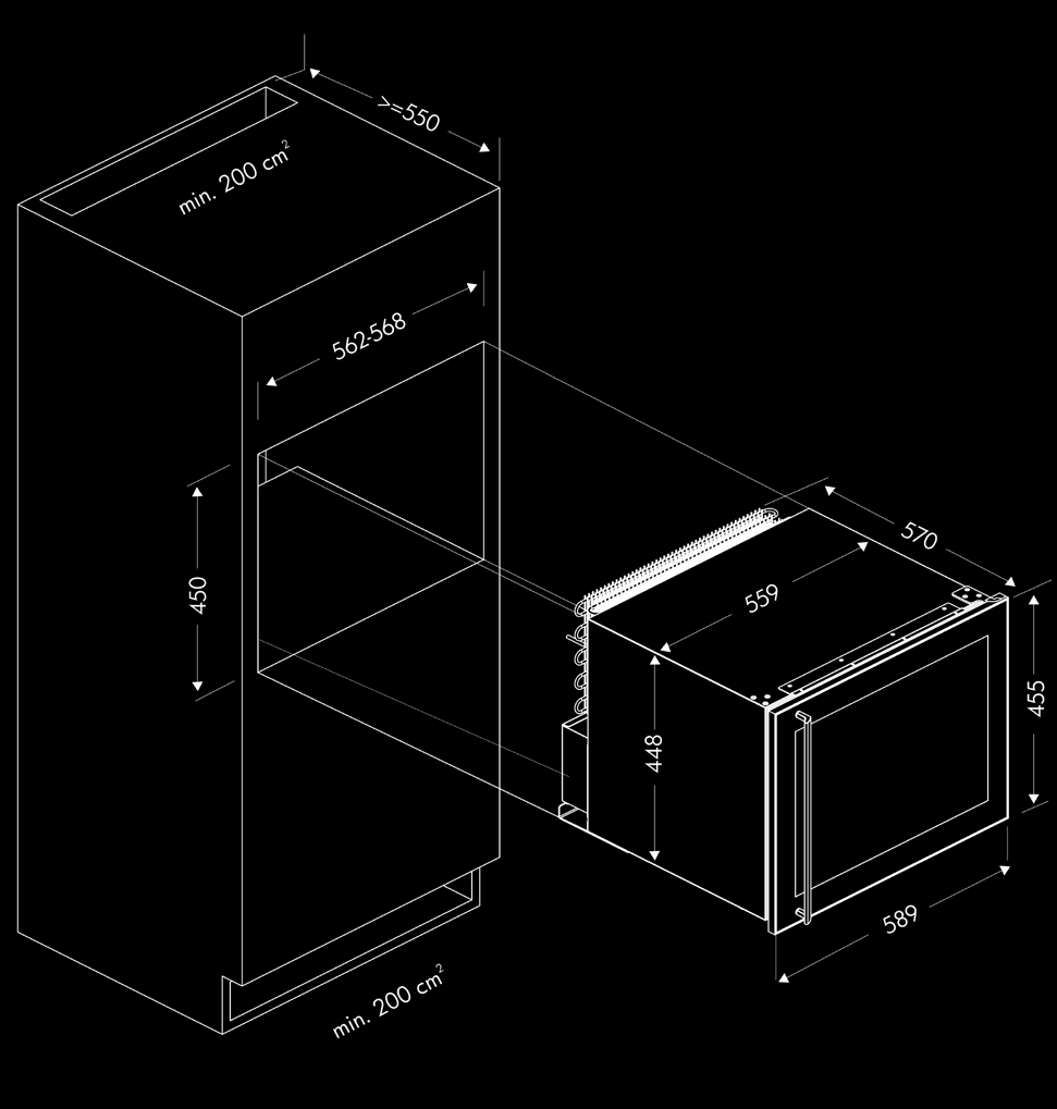 VINSKAP by Norcool CAVE 0 BI Cave 0 BI er beregnet for integrering i kjøkken (høyskap) og vil garantert blende inn i alles drømmekjøkken med sitt stilmessige utseende og tidløse design.