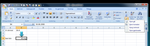 Automatisk celleformatering Excel er laget slik at cellene i utgangspunktet ikke har noen formatering. Når vi skriver i en celle, tolker Excel dette, og legger på formatering som den mener passer.