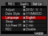 Spesifisering av datoformat (Datoformat) Prosedyre [SET] * MENU * Oppsett -fane * Datoformat Du kan velge i mellom tre forskjellige datoformat for datoen. Eksempel: 10.