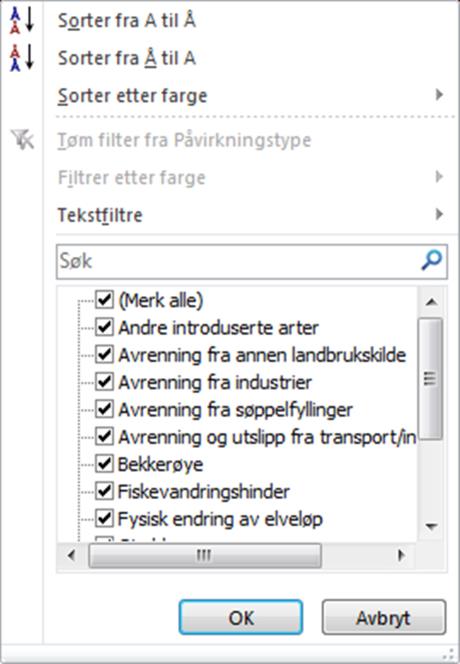 12. Lage filter Punkt 2: Trykk sorter og filtrer her. Punkt 1: Marker linje A1 med å trykke her. Da vil linjen med overskrifter få blått fyll. Punkt 3: Trykk her for å aktivere filter.