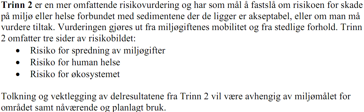 Risikovurderinger/beregninger Trinn 2 Nå i 2013 Spredning.