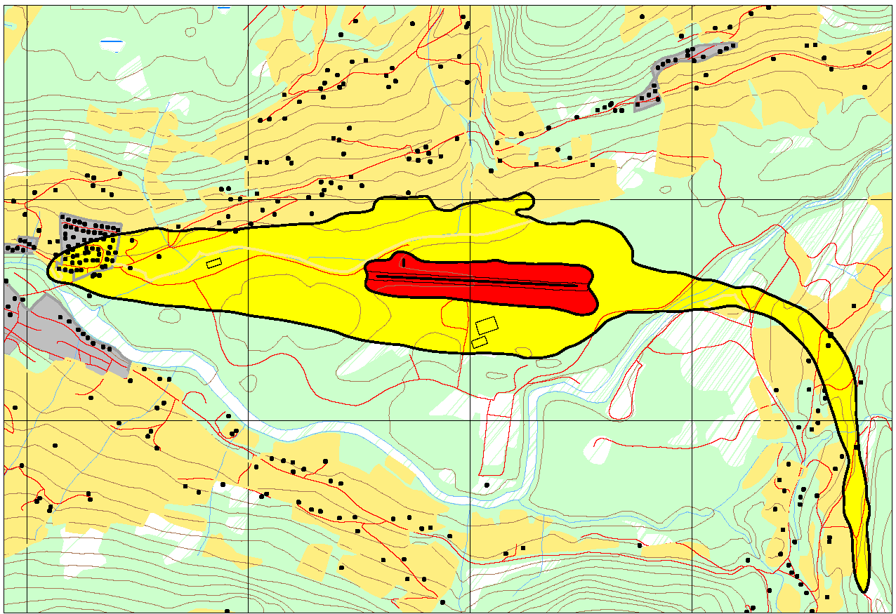 7.5.2 Uteareal på terrengnivå Private og felles uteareal bør leggjast utanfor gult område i støykartet for uteareal (sjå ovanfor).