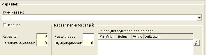 7. Registrere fast kapasitet og driftsform Midtre seksjon av skjermbildet inneholder opplysninger om mottakets kapasitet og driftsform.