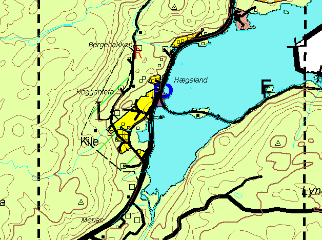 2.2 Kile sentrum sør, Hægeland Dagens LNF-område hvor landbruk dominerende Boligbebyggelse, ca. 3 boenheter 4 daa Svein Ove Kile Gnr./bnr.