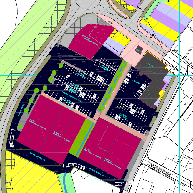 Figur 2A: Planområdet i detalj/situasjonskart (M 1:500 på A2) Omregulering av