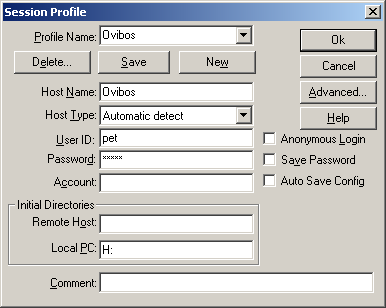 Programmet skriver ut melding til output-vinduet i FAME: Filene overføres deretter til X-området ved hjelp av FTP filoverføring.