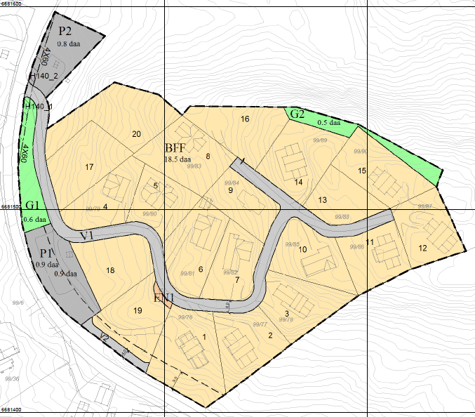 Planen Det nye reguleringsplanforslaget er vist nedenfor. Plangrepet Planutformingen er styrt av hvordan feltet tidligere er regulert og utbygd.