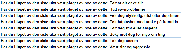 Eksempel 2 Helse og omsorg i plan Spørsmålene 0 1 2 3 Enkel additiv