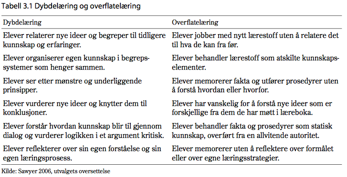 1. Dybdelæring vs.