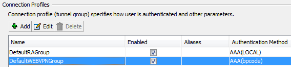 Velg Authentication Method AAA og deretter AAA Server Group fra pkt.
