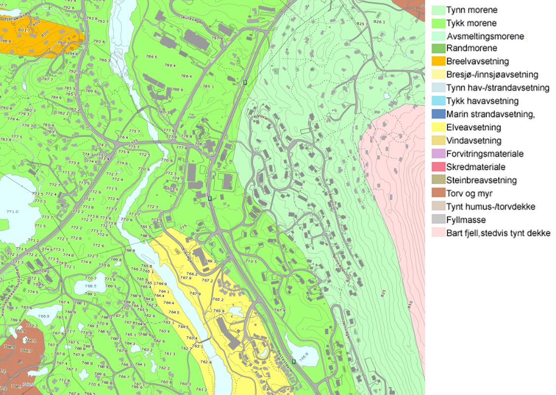 ROS-analyse fr mrådereguleringsplan fr Hvden sentrum Bykle kmmune 17 Risik fr flm/versvømmelse på grunn av en eventuell ikke tilstrekkelig vervannshåndtering vurderes sm relevant. 6.1.2 Grunnfrhld g skred 6.