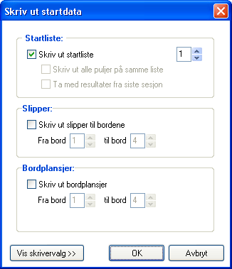 6a3) Skriv ut startdata Hak av for de utskriftene du ønsker. Trykker du Vis skrivervalg kan du velge blant alle skrivere som er installert på maskinen din. Velg OK. 6a4) Startdata til hjemmeside.