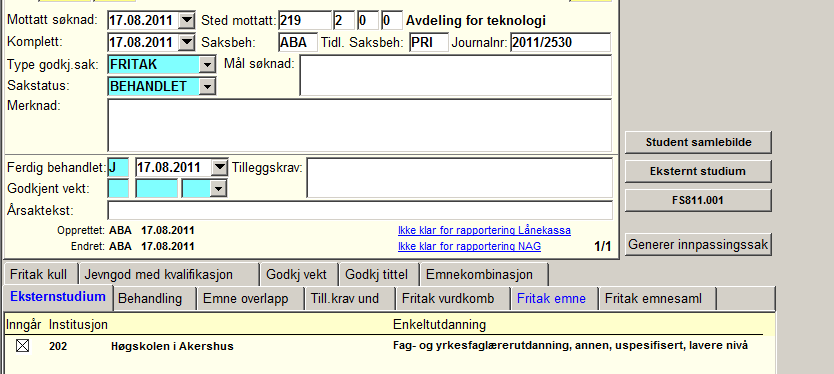 Eksempel på fritak istedenfor