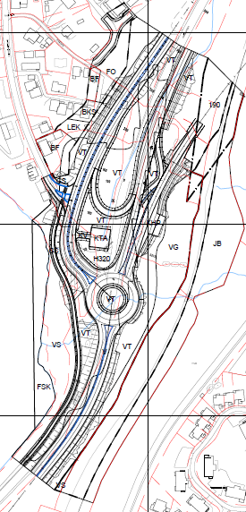 Figur 2 Flytting av bussholdeplass på vestsiden og tilrettelegging for fremtidig holdeplass på østsiden av Gomsrudveien 5.