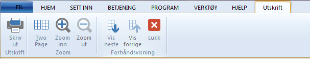 Utskrift Menyvalgene er de samme for både Enkle og Normale menyer. Utskrift Skriv ut Se kapitlet skriv ut på side 7. Zoom To sider Veksler mellom en og tosiders visning.
