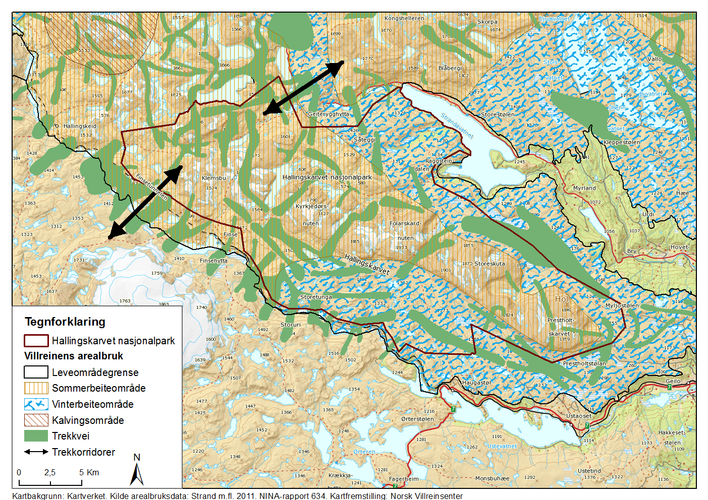 2.1.1 Sårbare naturverdier Villrein Hallingskarvet nasjonalpark ligger i sin helhet innenfor nasjonalt villreinområde for Nordfjell og Fjellheimen.