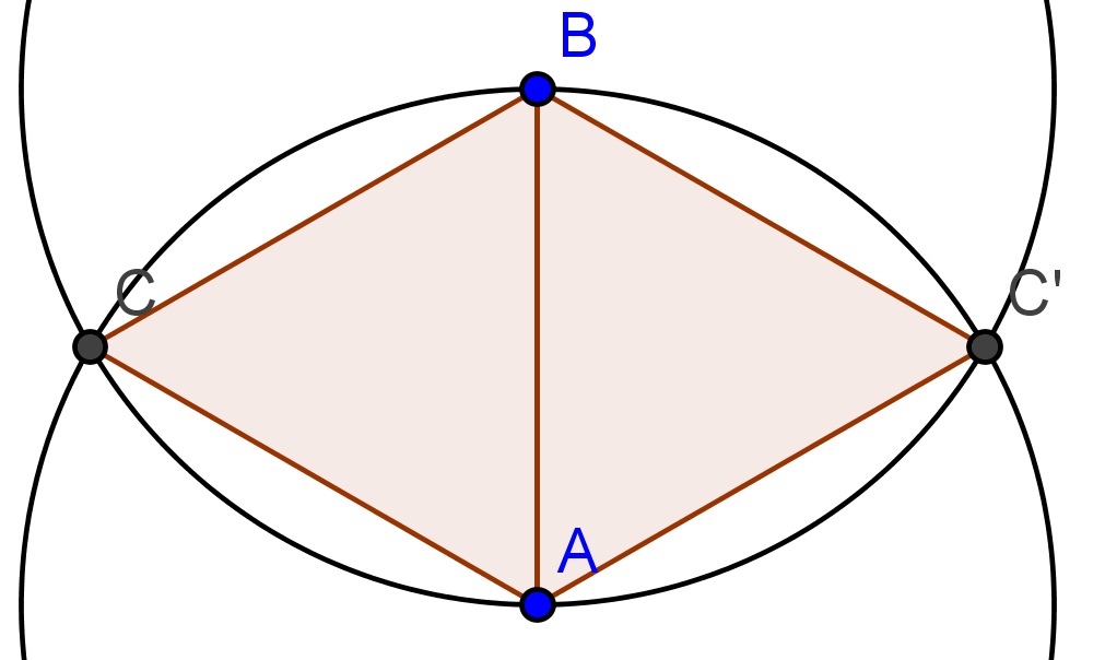 1.3.3 Normalen til en linje fra et punkt utenfor linja Konstruksjonen går slik: Slå en sirkel med sentrum i P som har stor nok radius til å skjære linja l i to punkter A og B.