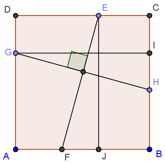 1.15.22 September 2006, oppgave 4 Gitt et kvadrat ABCD. La E, F, G og H være punkter på hhv, CD, AB, DA og BC.