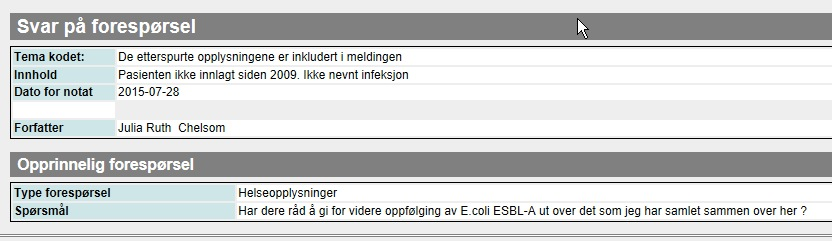 Eksempler på bruk av Dialogmelding Følgende viser