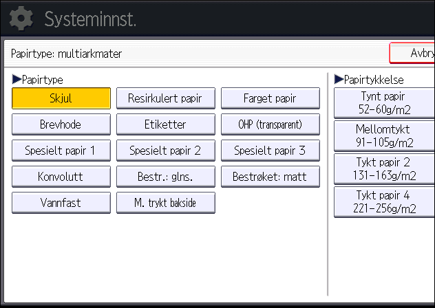 9. Legge i papir og toner 8. Trykk på [OK]. 9. Lukk skjermvisning for opprinnelige innstillinger. Ved bruk av standard kontrollpanel Trykk på [Brukerverktøy/telleverk]-tasten.