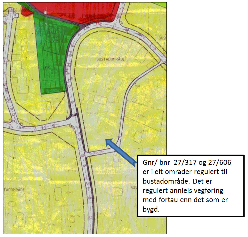 Planen (R058) er stor, og her er vist eit utsnitt av planen: I vedtatt plan er Åsringen regulert med 6 meter bredde, og fortau er