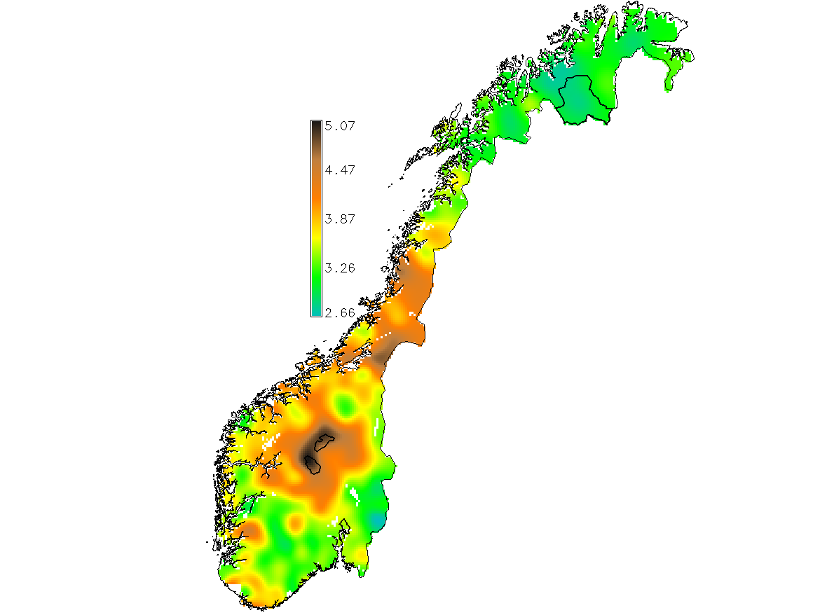 % av opprinnelig Cs-137 Kautokeino (Reindriftsutøvere) Sel (Generell befolkning) Midt-Norge (Reindriftsutøvere) Cs-137 (Bq/m 2 ) 120 000 Øystre Slidre (Personer med høyt konsum av ferskvannsfisk og