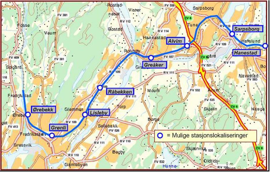 Lokaltogtilbud Fredrikstad Sarpsborg Beregning i RTM: Ca. 960 pass./ y.