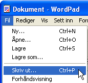 4 UTSKRIFT FRA WINDOWS GRUNNLEGGENDE OM UTSKRIFT Det følgende eksemplet forklarer hvordan du kan skrive ut et dokument fra WordPad.