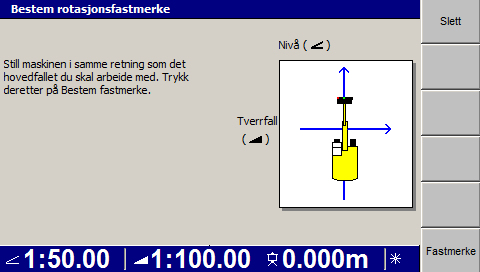 3 Bruk av 2D-styring i felt Notat Du kan også aksessere minnene for Dybde + dobbel helning fra dialogboksen Styremetode. 2. Trykk på J inntil markeringen har kommet ned til siste post på listen og trykk så en gang til.