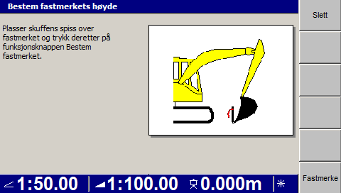 3 Bruk av 2D-styring i felt Dersom du vil slette eksisterende fastmerke, trykk på Slett.