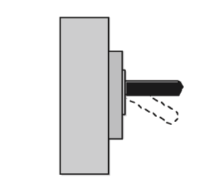 Horisontal justering Vertikal justering Indikasjons dioder Fig. 5.2.3-9 Detektorfront Normal Kalibrering Fig. 5.2.3-9 Bryter Under innstillingen skal bryteren stå i kalibreringsstiling (ned).