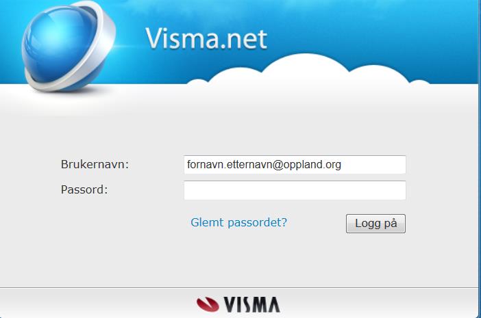 Brukernavn er alltid din jobbmailadresse (dvs navn.etternavn@oppland.