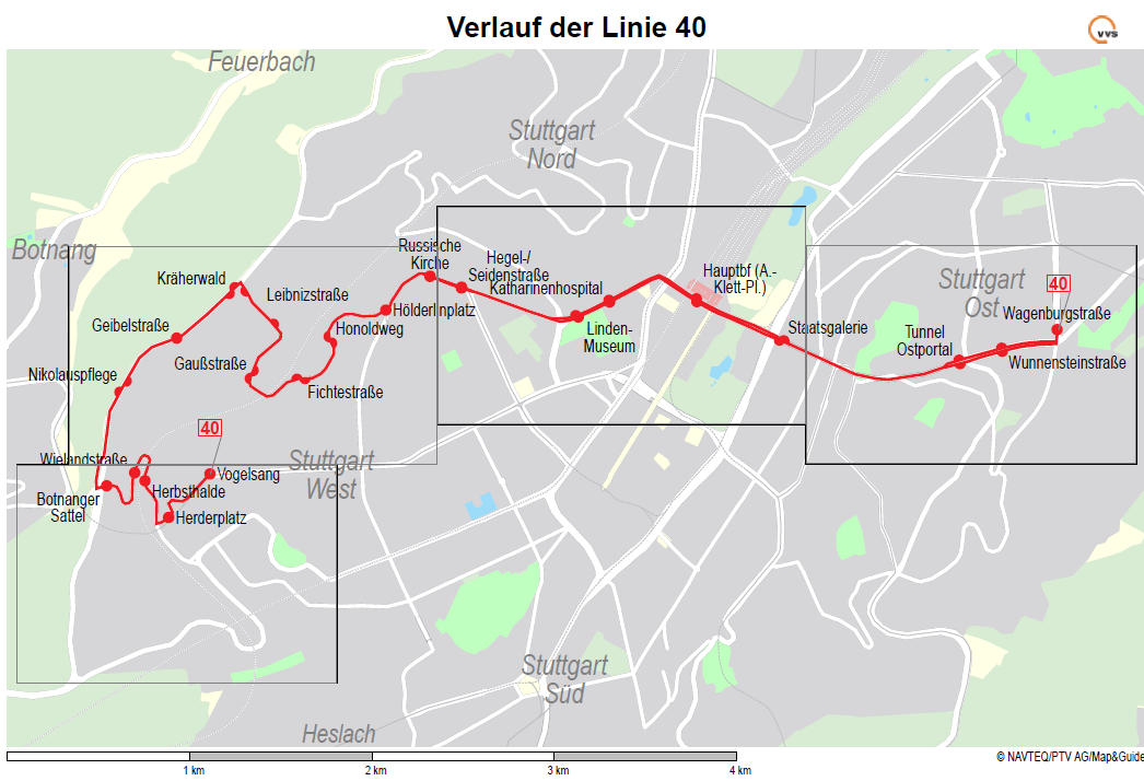 Stuttgart: Bus line 4 (Source: VVS) Stuttgart: Bus line 42 (Source: VVS) Regional buses are not touching the central area at all they are