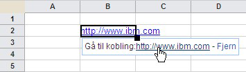 6. Når du er ferdig, klikker du på OK. Legge til en hyperkobling i en celle Du kan koble til en webside fra en regnearkcelle ved å legge til en hyperkobling i cellen.