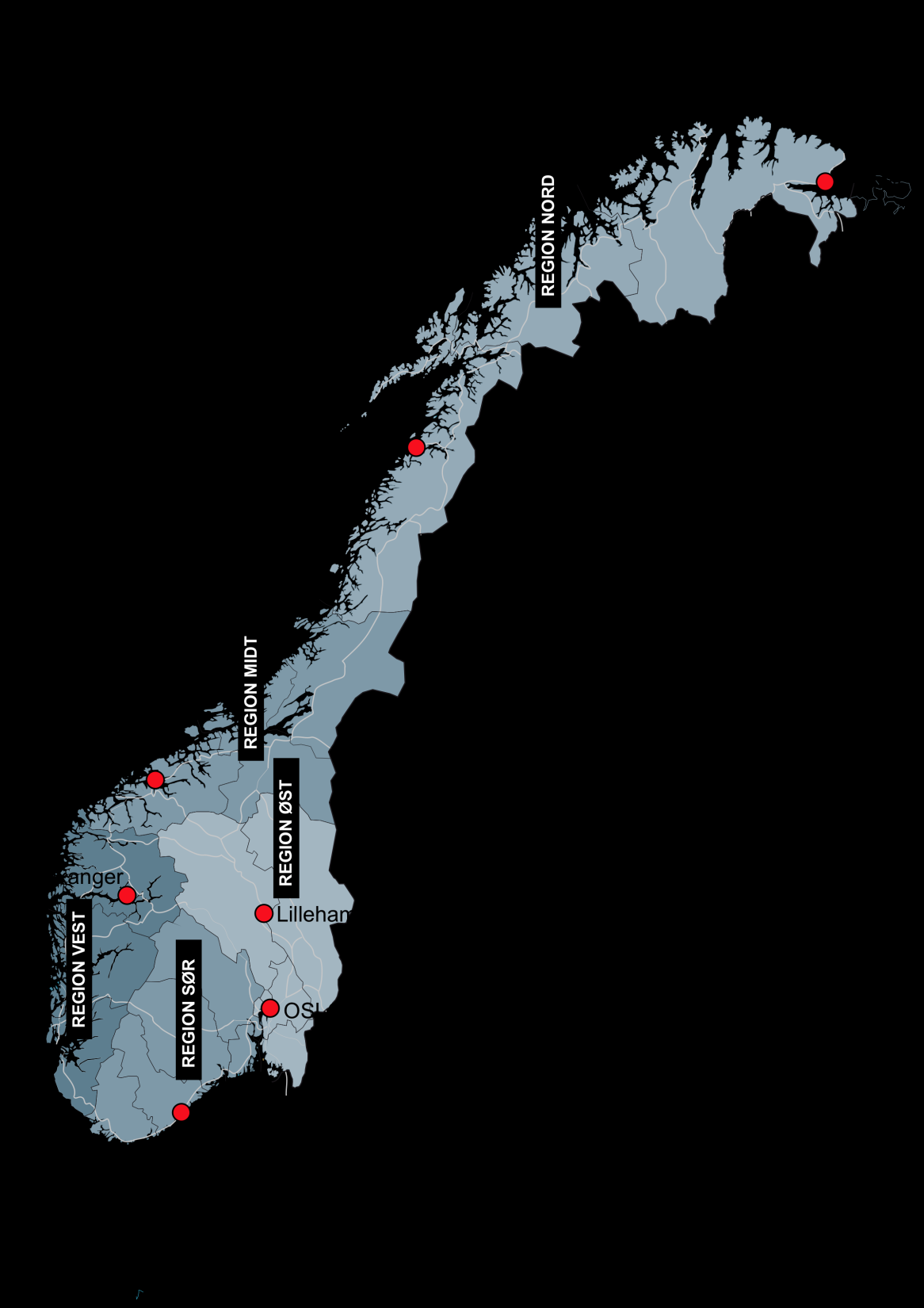 Vi er der folk er Organisert etter region