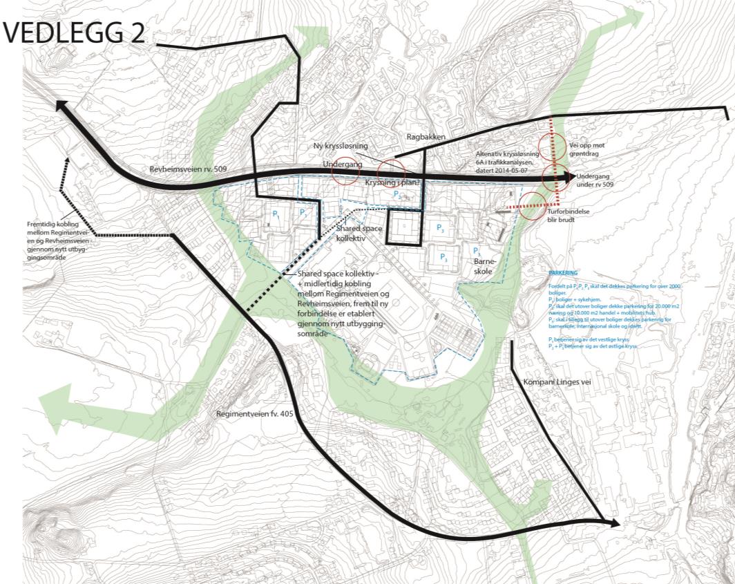 TRAFIKKANALYSE MADLA - REVHEIM 7. mai 2014 4 Kryssing i plan-analyser og resultater Krysning i plan Det nye krysset, for fotgjengere og syklende, er plassert i Revheimsveien rv.509 som vist ovenfor.