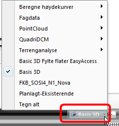 2. Nederst i Basis vinduet styrer du presentasjonsregler (tegneregler) for vinduet: 3. Pek på aktiv presentasjonsregel (som vist i bildet under) og du får opp en liste over tilgjengelige regler: 4.