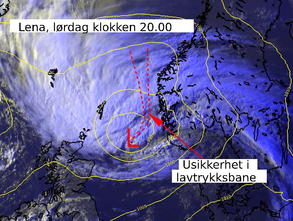 Trykket i senteret var 987 hpa.