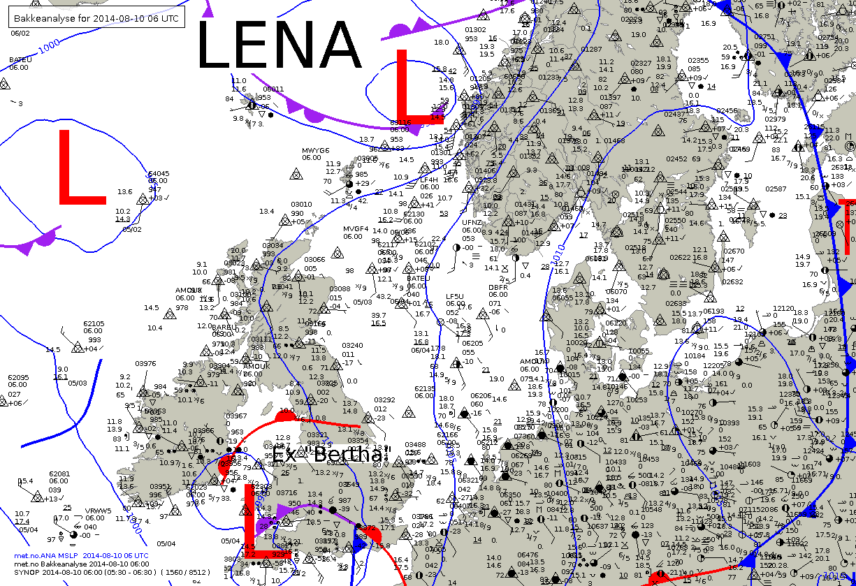 Figur 5: Værsituasjonen søndag 10.8.