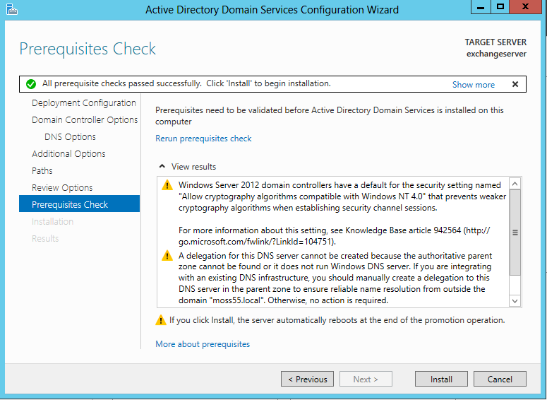 Installasjon av SharePoint 2013 side 12 av 24 Bruk standardvalgene som bildet under viser.