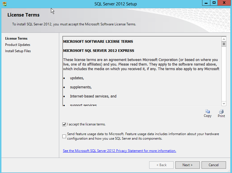 Installasjon av SharePoint 2013 side 14 av 24 1.5. Installasjon av SQLExpress For at vår installasjon av SharePoint kan starte, må vi ha tilgjengelig en databaseserver.