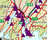 Kartutsnittet er justert nedover mot høyre for å vise litt mer av området i nordvest.